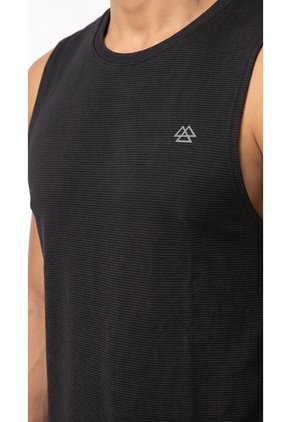 Camiseta Deportiva Negra Manga Sisa En Rib Para Hombre