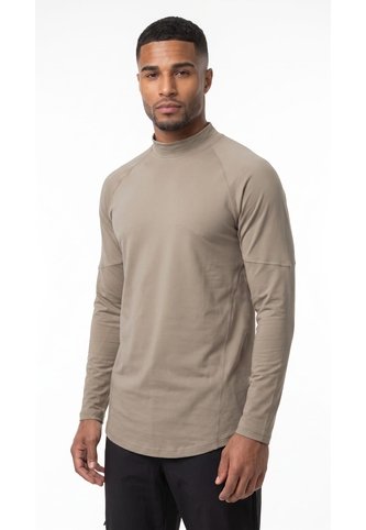 Camiseta Deportiva Taupe Manga Larga Para Hombre Belife