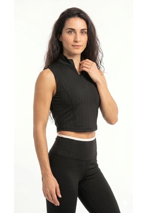 Camiseta Deportiva Negra Manga Sisa Para Mujer
