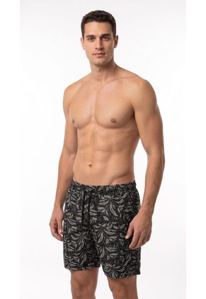 Bermuda De Playa Negra Sublimada Para Hombre