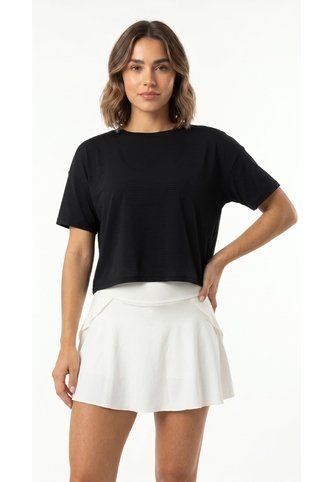 Camiseta Deportiva Negra Manga Corta Para Mujer Belife