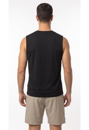 Camiseta Deportiva Negra Manga Sisa En Rib Para Hombre