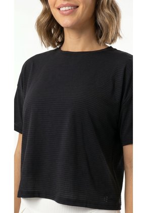 Camiseta Deportiva Negra Manga Corta Para Mujer