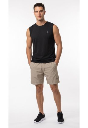 Camiseta Deportiva Negra Manga Sisa En Rib Para Hombre
