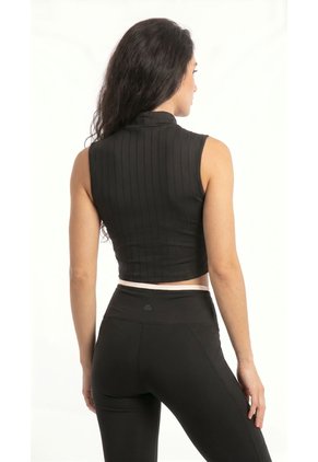 Camiseta Deportiva Negra Manga Sisa Para Mujer