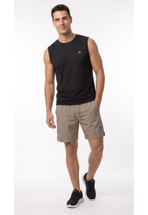 Pantaloneta Deportiva Taupe Para Hombre Con Ciclista Interno