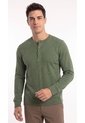 Camiseta Henley Verde Manga Larga Para Hombre de Belife