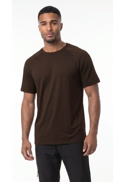 Camiseta Deportiva Café Manga Ranglan Para Hombre