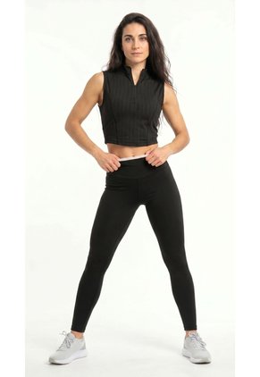 Legging Negro Con Corte Láser Para Mujer