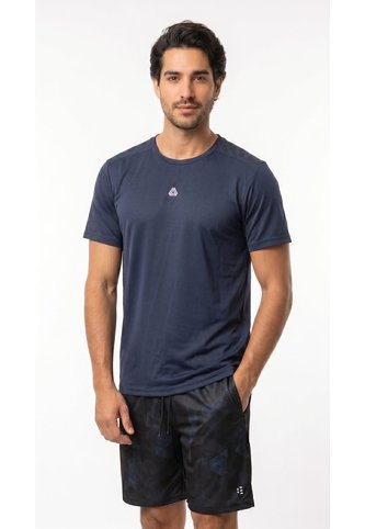 Camiseta Deportiva Azul Oscuro Manga Corta Para Hombre Belife