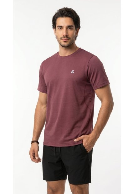 Camiseta Deportiva Burgundy Manga Corta Para Hombre