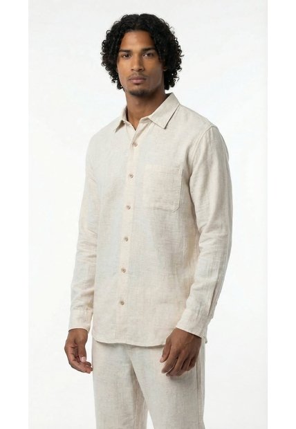 Camisa Semilla Manga Larga En Lino Para Hombre