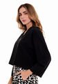 Blusa Manga Larga Negro Escote En V  Para Mujer Belife.- de Belife