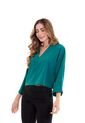 Blusa Manga Larga Verde Escote En V  Para Mujer Belife. de Belife