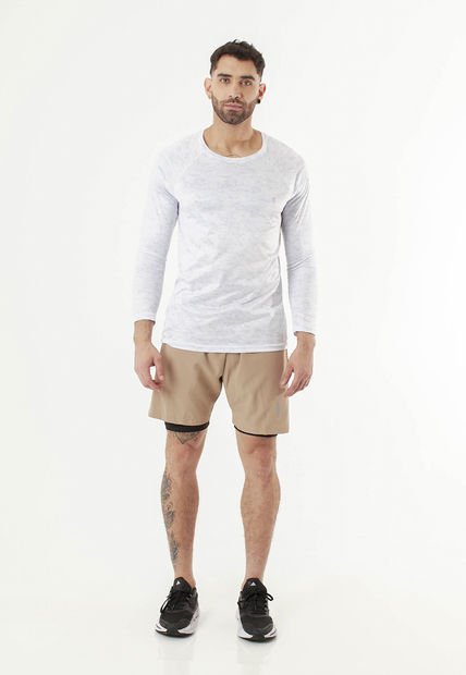 Camiseta Deportiva Manga Larga Blanca Para Hombre