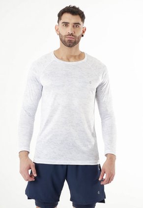 Camiseta Deportiva Manga Larga Blanca Para Hombre