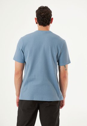 Camiseta Manga Corta Azul Para Hombre