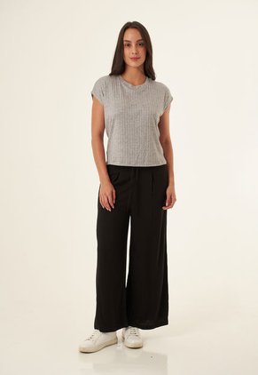 Camiseta Gris Con Cuello Redondo Para Mujer