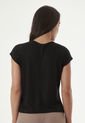Camiseta Negra Con Cuello Redondo Para Mujer de Belife