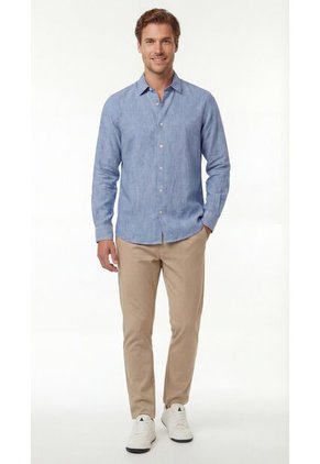 Camisa Azul Manga Larga Para Hombre