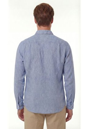 Camisa Azul Manga Larga Para Hombre