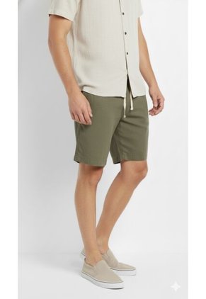 Bermuda Verde En Lino Para Hombre