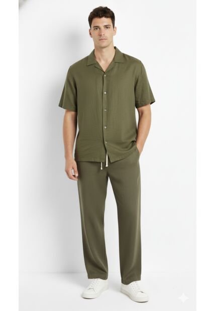 Pantalón Slim Verde En Lino Para Hombre