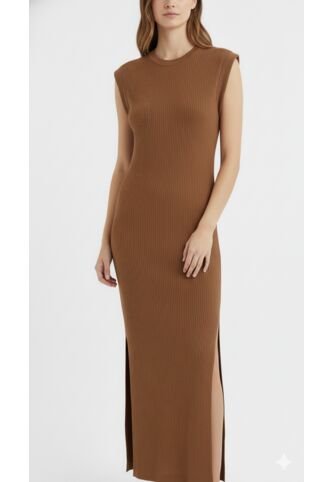 Vestido Café En Rib Para Mujer Belife