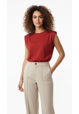 Camiseta Manga Sisa Roja Para Mujer Belife