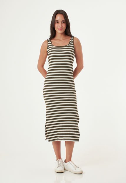 Vestido Largo Manga Sisa Verde Para Mujer