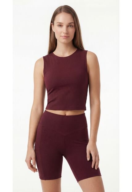 Crop Top Deportivo Burgundy Para Mujer