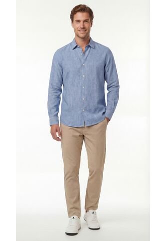 Camisa Azul Manga Larga Para Hombre Belife