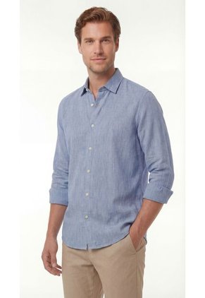 Camisa Azul Manga Larga Para Hombre