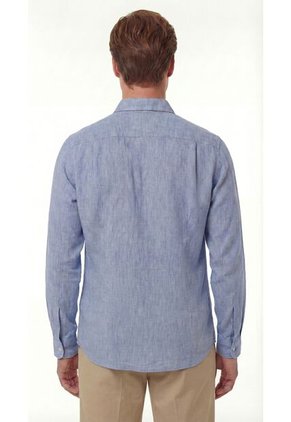 Camisa Azul Manga Larga Para Hombre