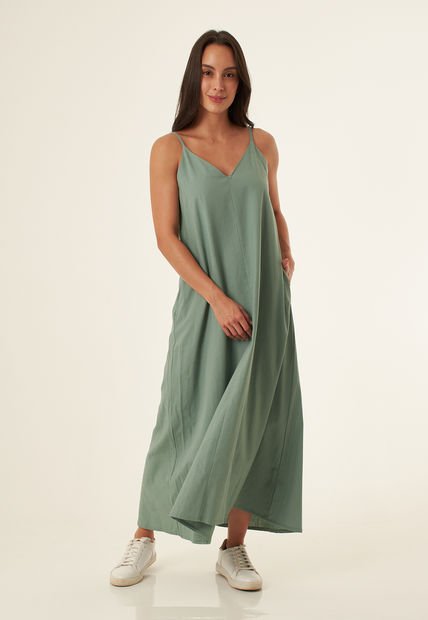 Vestido Largo Verde Con Cargaderas Para Mujer