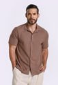 Camisa Manga Corta Café Para Hombre de Belife