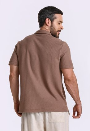 Camisa Manga Corta Café Para Hombre