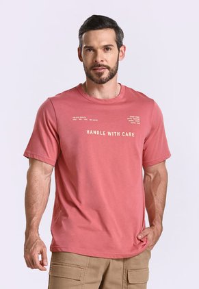 Camiseta Manga Corta Estampada Rojo Para Hombre