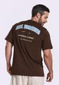 Camiseta Manga Corta Estampada Café Para Hombre de Belife