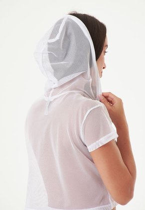 Camiseta Deportiva Blanca En Malla Para Mujer