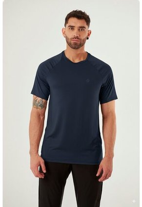 Camiseta Manga Corta Deportiva Azul Para Hombre