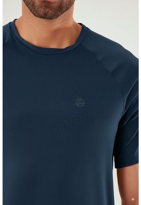Camiseta Manga Corta Deportiva Azul Para Hombre