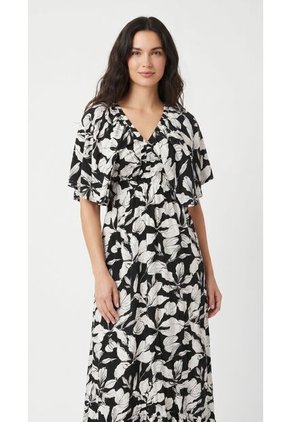 Vestido Largo Negro Con Boleros Para Mujer