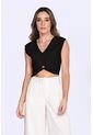 Blusa Manga Sisa Negra Con Escote Para Mujer de Belife