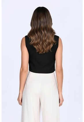Blusa Manga Sisa Negra Con Escote Para Mujer