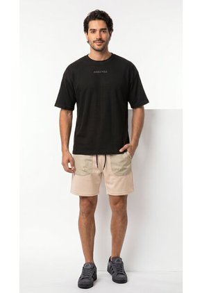 Bermuda Café Para Hombre Con Contraste En Pretina