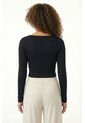 Blusa Manga Larga Negro Silueta Ajustada En Algodón Para Mujer de Belife