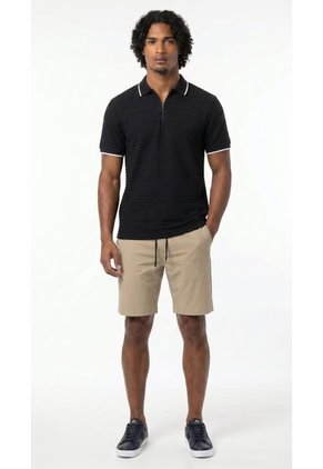 Camiseta Polo Negra Texturizada Para Hombre