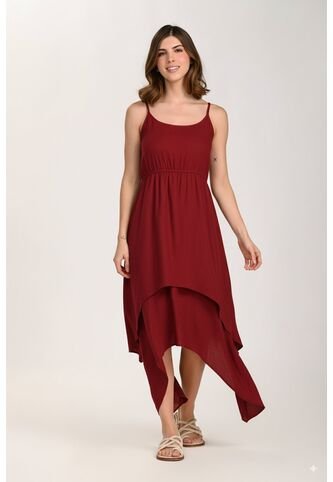 Vestido Largo Rojo Con Cargaderas Para Mujer Belife