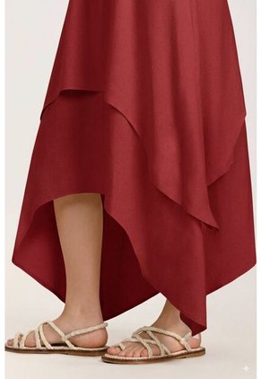 Vestido Largo Rojo Con Cargaderas Para Mujer